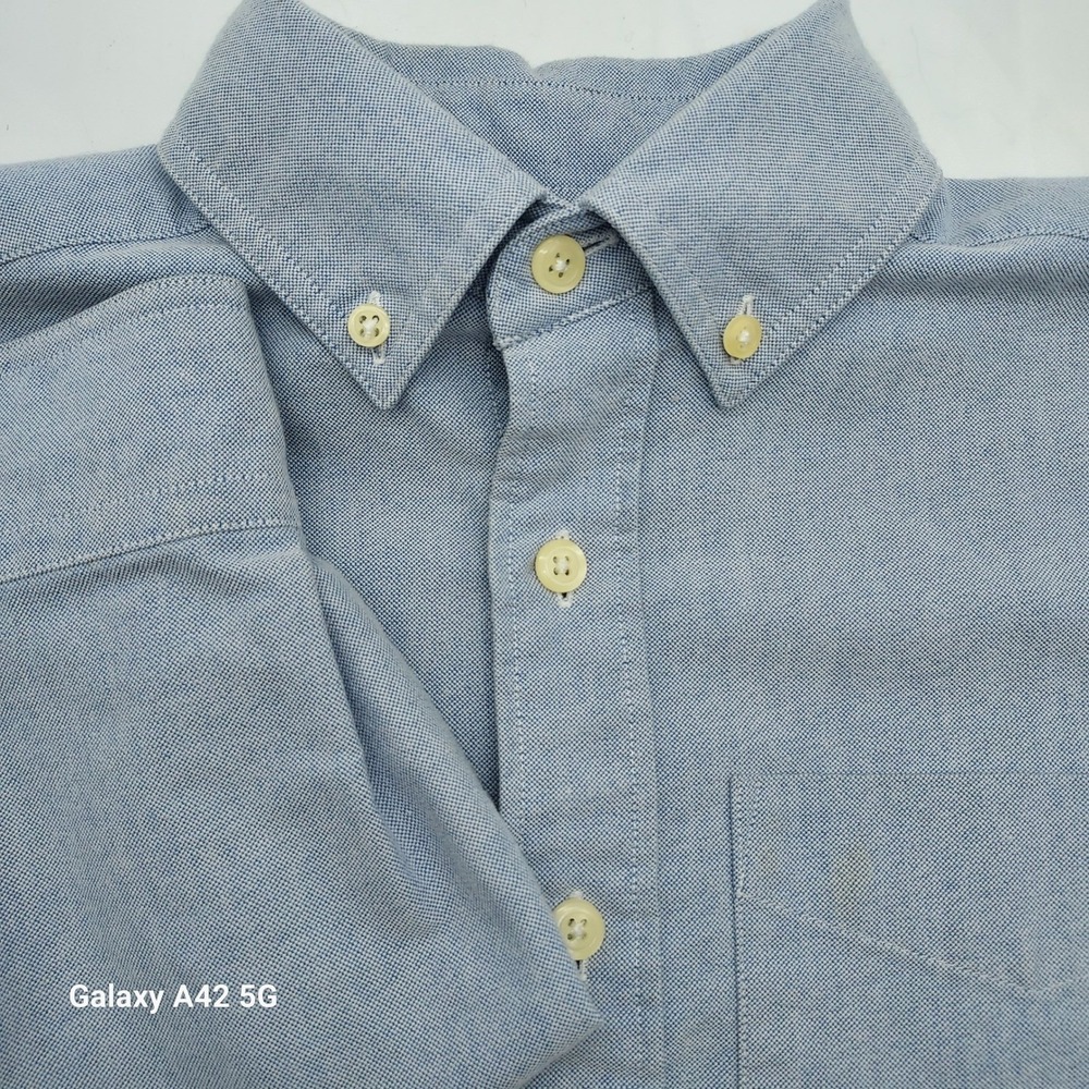 Lands End Boys Oxford Button Down Shirt Light Blue Long Sleeve Size 8